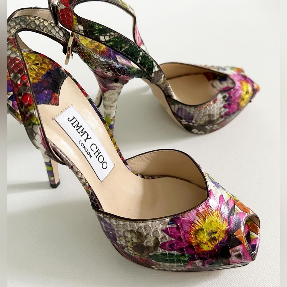 New! Jimmy Choo Lola Floral Python Platform Pump